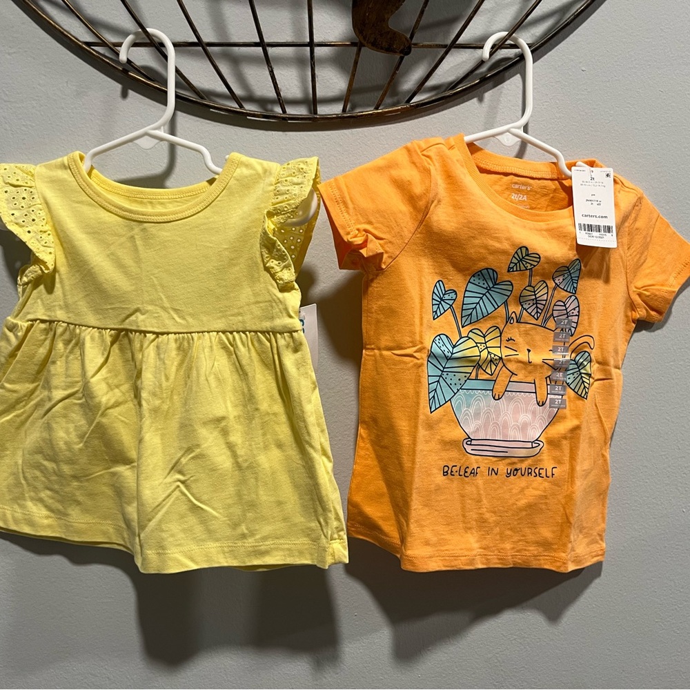 NWT Lot of 2 Carter's Vibrant Yellow and Orange Short Sleeve Tees